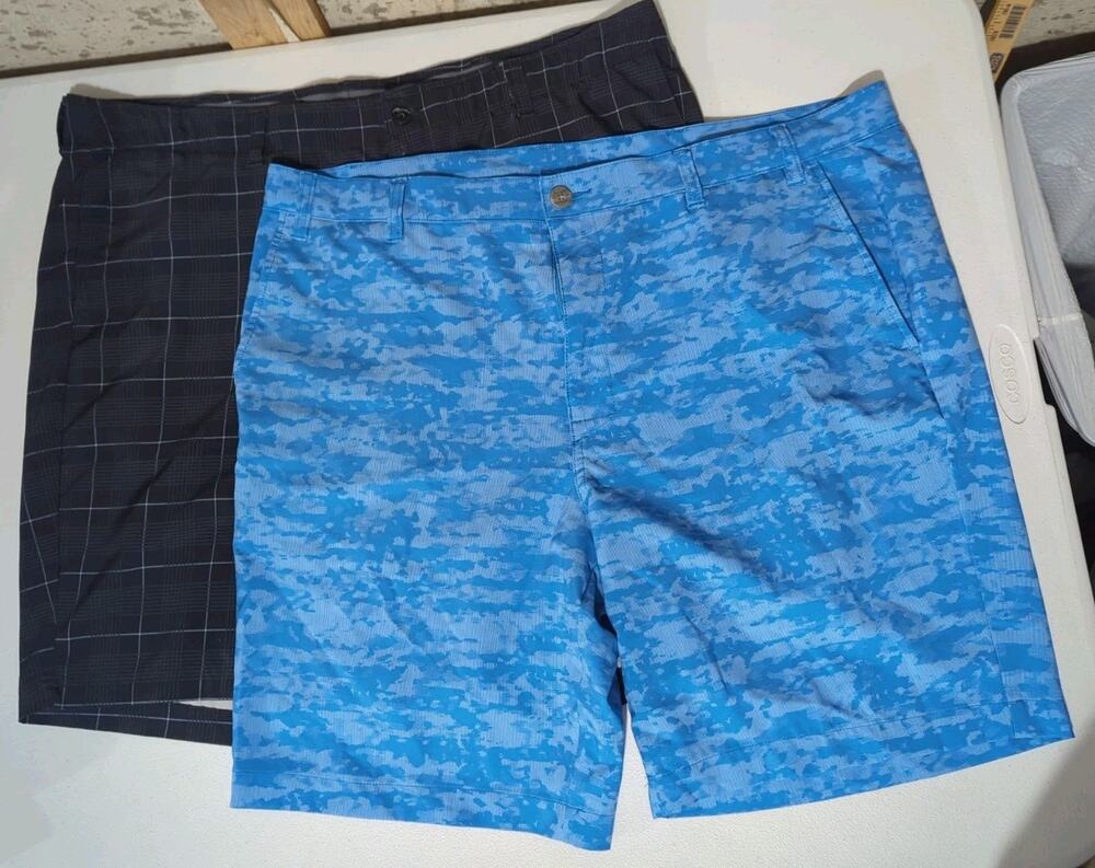 Lot Of 2 Grand Slam Performance Golf Shorts Black/ Blue Mens Size 42 waist